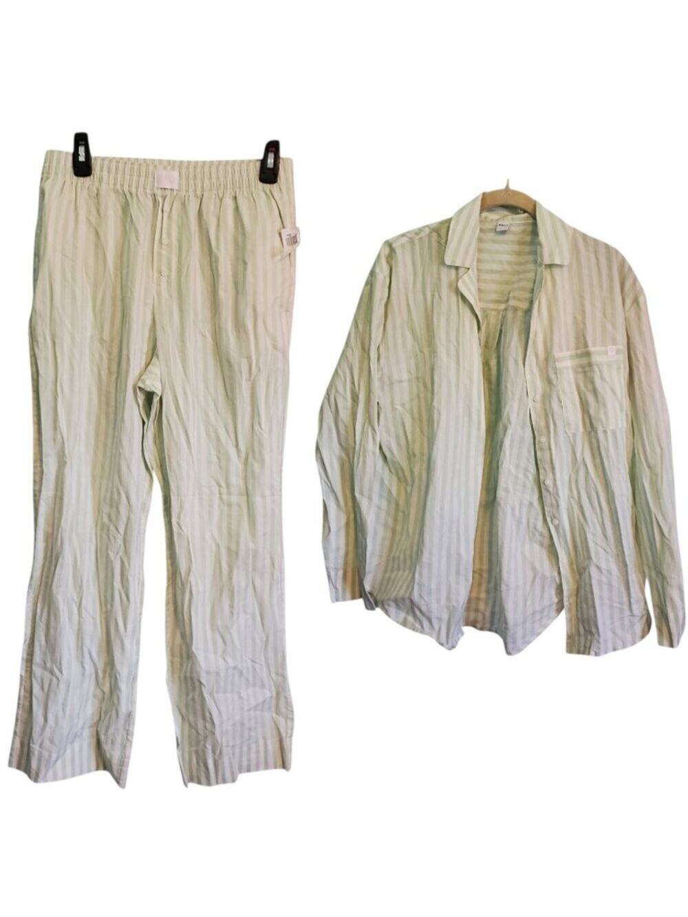 Old Navy Pastel Green White Striped Pajama Top and Pants Women's Size Small NWT